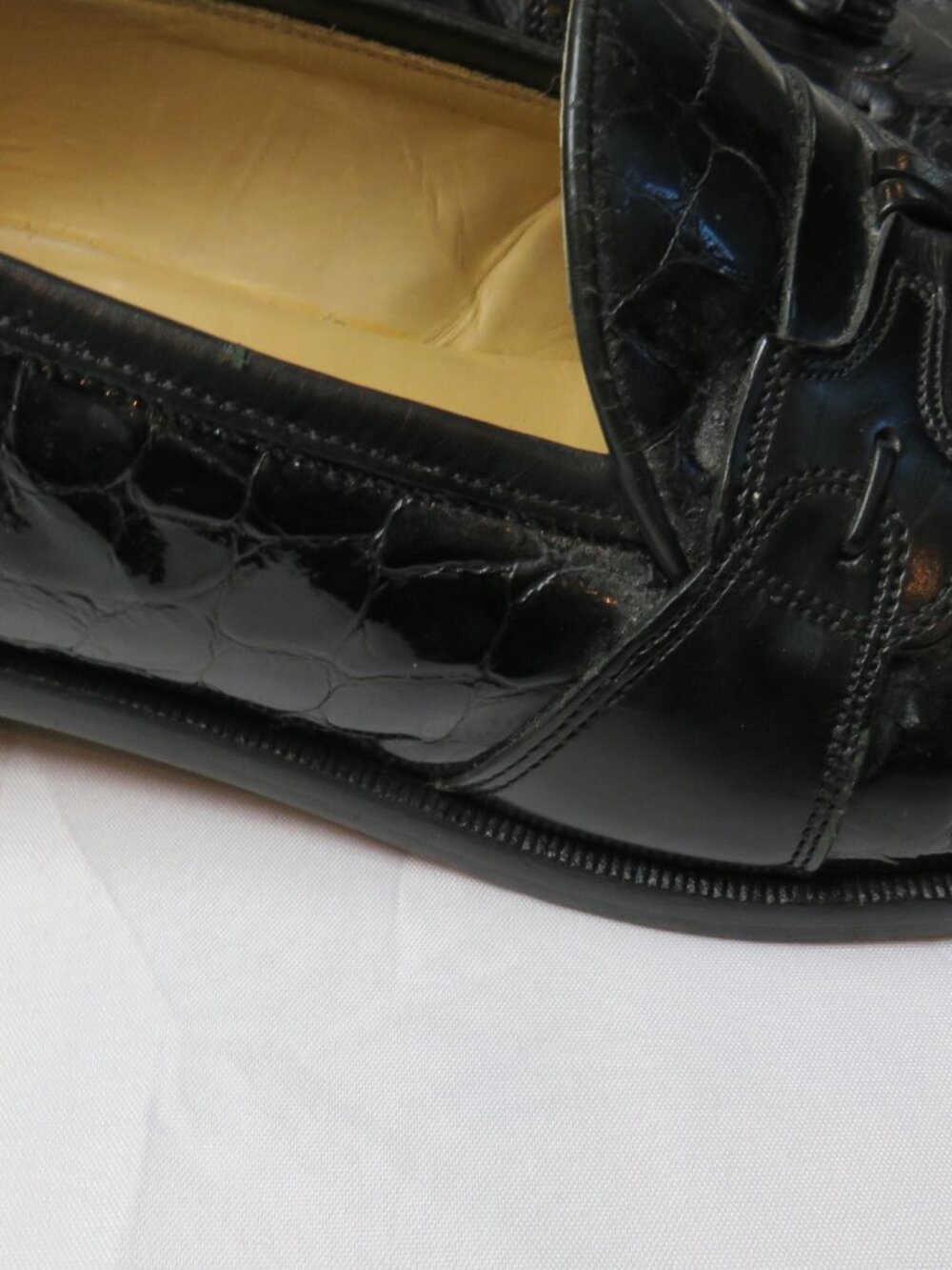 Nice Johnston & Murphy Crocodile Embossed Tassel Loafers Made in Italy 9 M - Picture 6 of 16